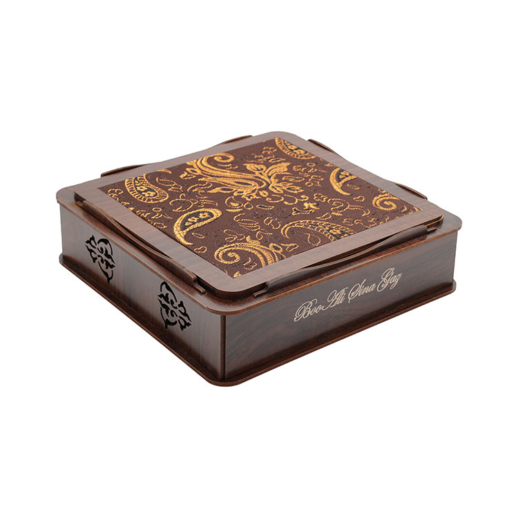 wooden-300 Square Wooden Box with Termeh 300gr